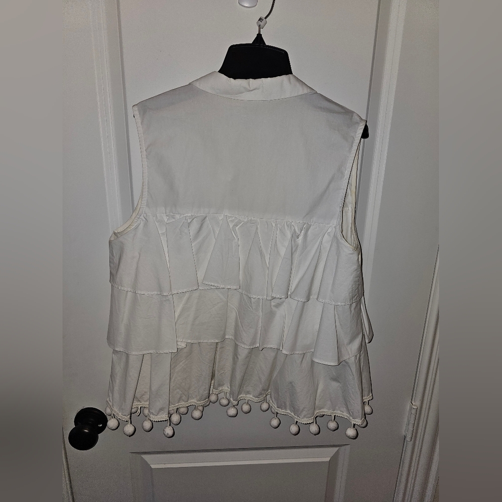 White Sleeveless Ruffle Top - Picture 5 of 5